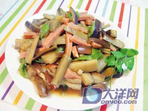 火腿炒茄子的做法(圖解)-
